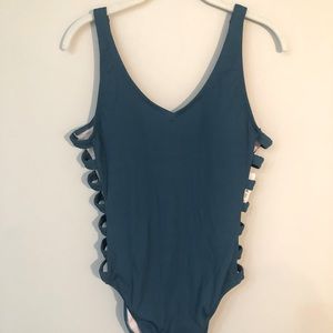 NWT Teal One Piece Swimsuit with Side Cutouts